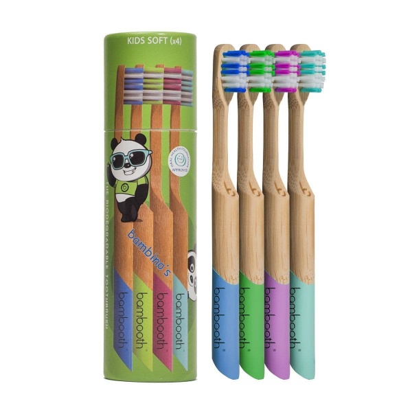 Bambooth Medium Toothbrush - Kids Soft 4 Pack