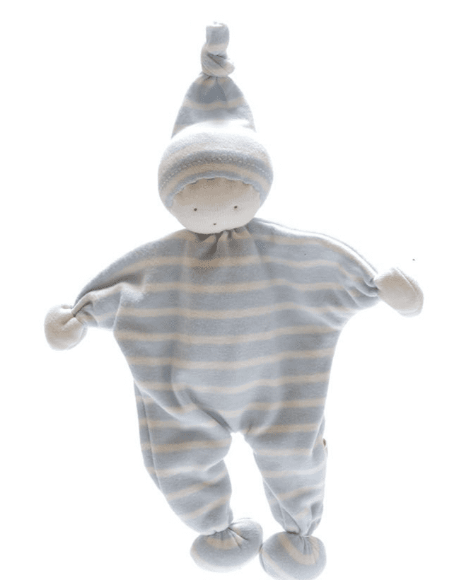 Organic Baby Comforter, Baby Buddy Blue & White Stripe