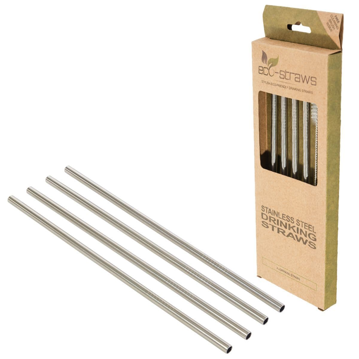 Stainless Steel Straws 215mm 4 Pack Straight
